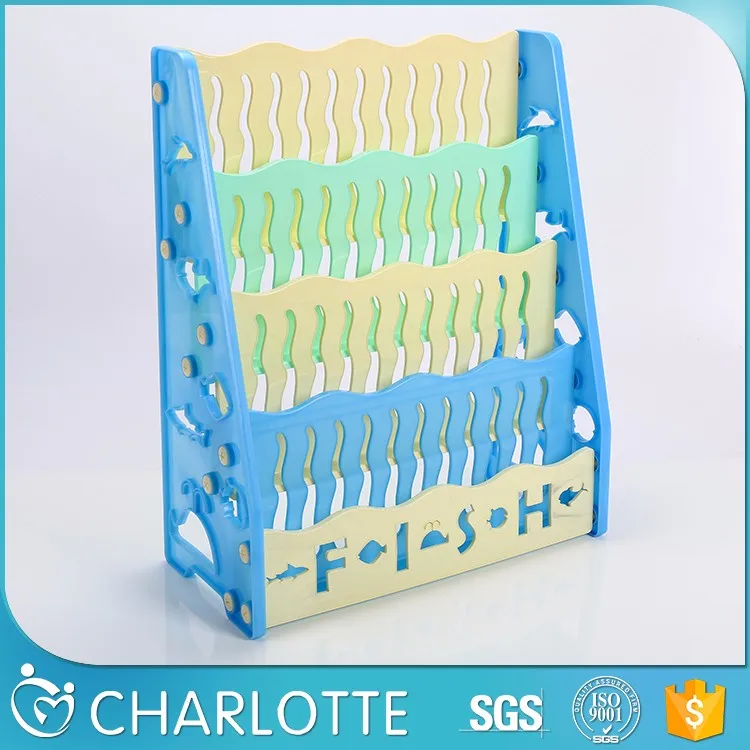 Low price 4 Layers plastic kids book shelf  children plastic bookshelf