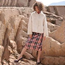 Factory Direct Customize Modern Oem Service White Faux Fur Coat Winter Warm Ladies Sheep Shearing Fur Coats