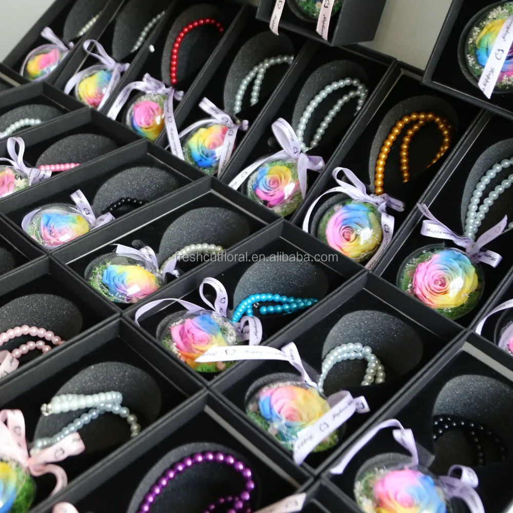 2018 New Product Key Chains Real Natural Preserved Roses In Glass Ball