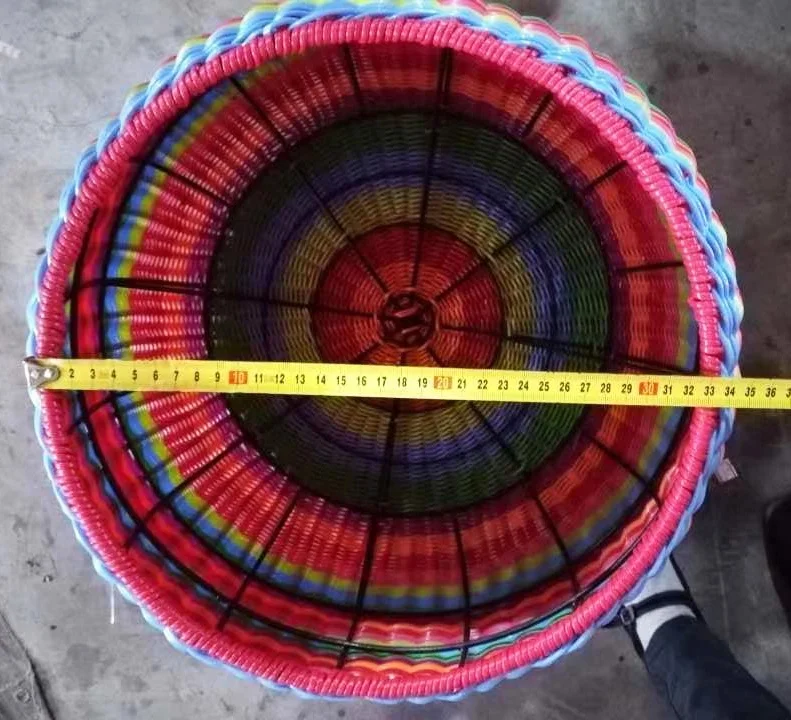 Hand woven rattan furniture multi color round wicker stool