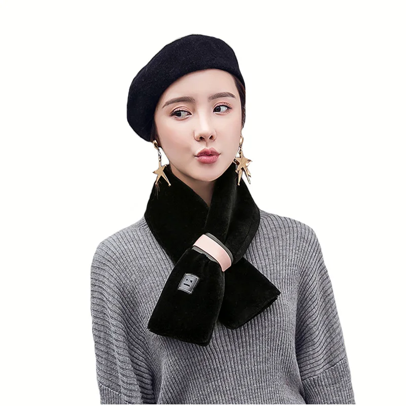 South Korea Design Imitation Fur Soft Scarf Winter Warm Fleece Scarfs Women Simple Style Multi Fur Smiling Face Scarves