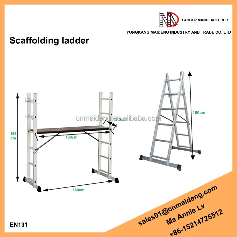 
EN131 Aluminium Folding Scaffolding Step Ladders with functional wheels 