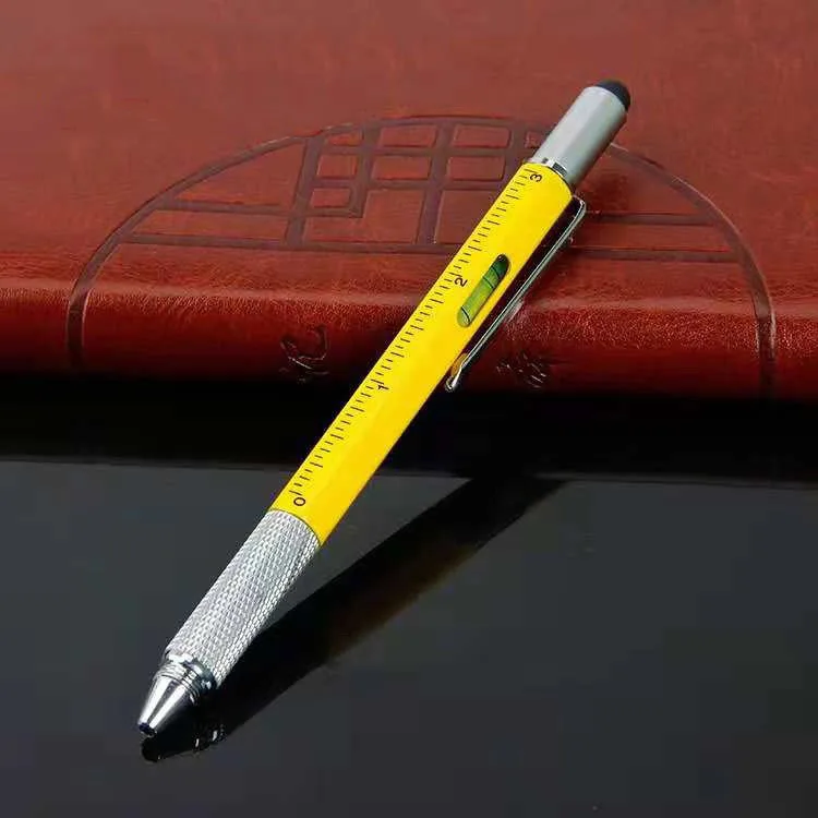 6 In 1 Top Touch Metal Ball Pen With Level And Screwdriver Horizontal Measure Ruler Multi Function Tool Ballpoint Pen