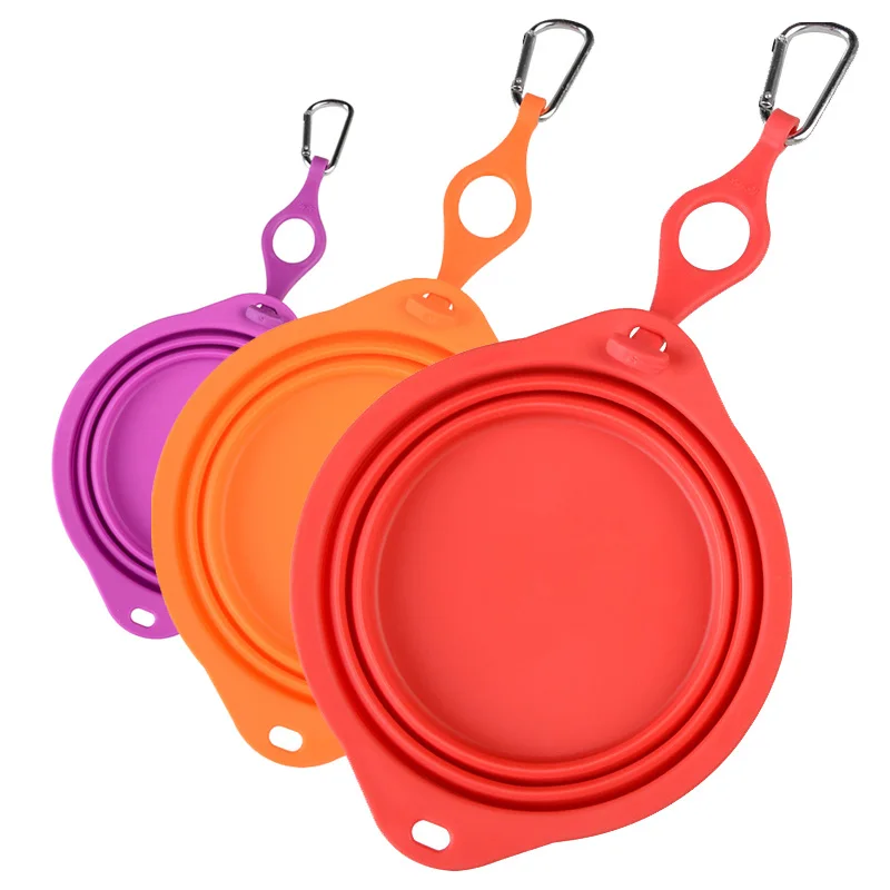 
Plastic Collapsible Folding Silicone Foldable Pet Bowl with Carabiner Clip 
