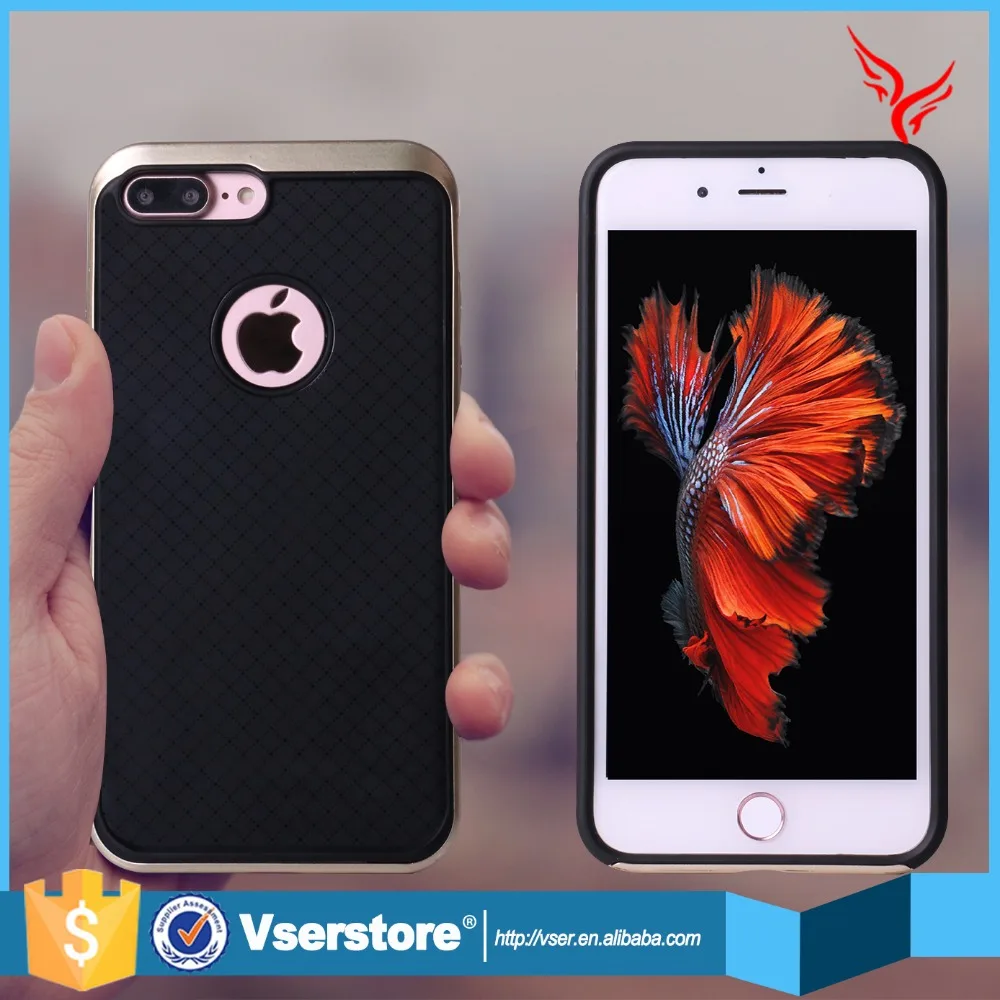 Роскошные гальванических бампер клетчатый тпу pc combo телефон чехол для iphone 7 плюс