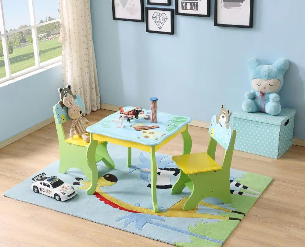 
Kids wooden furniture table and chair Children learning table wooden table chair for kids 