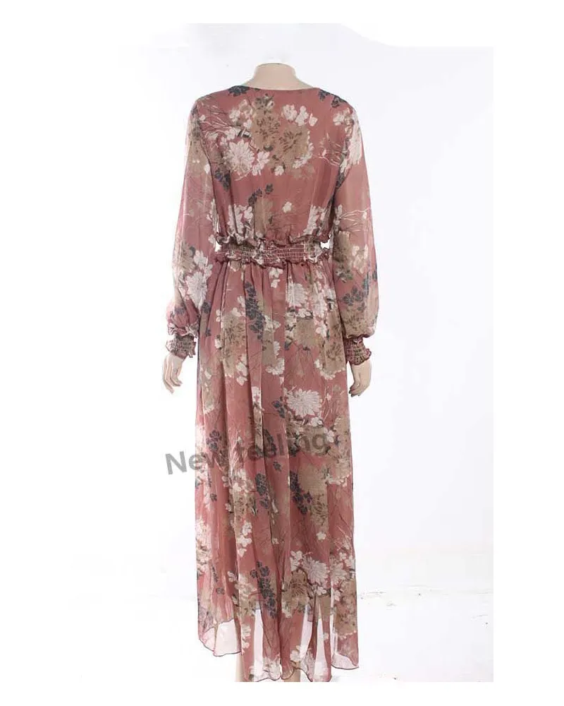 long sleeve floral summer boho tulle dress