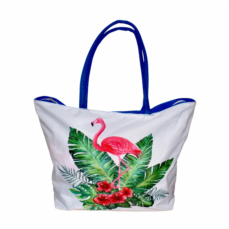 New design canvas tote bag large capacity cotton beach bag color printed handbag 2018