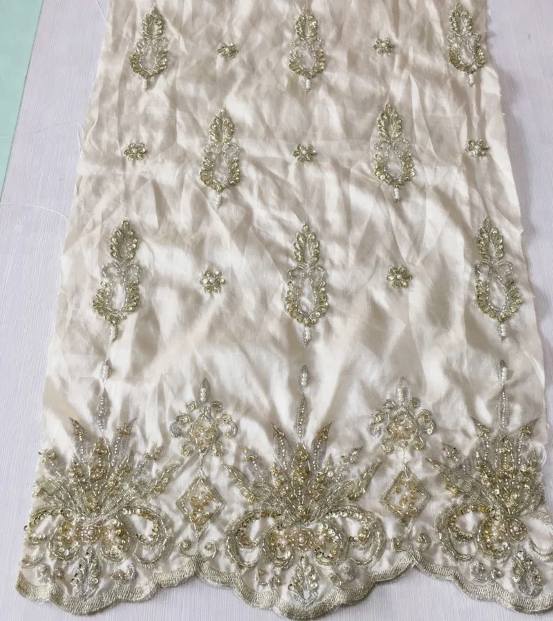 fancy bamboo embroideryfabric with hand embroidery designs sequin and beaded fabric for dress or suit, bamboo fabric wholesale