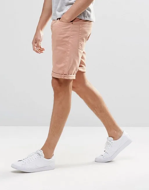 KY Wholesale Custom Straight Slender Men Shorts Jeans Fashion Casual Slim Fit Half Pants with Turn-up Cuff