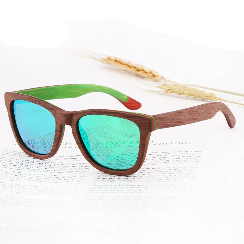 Brand style  handmade high quality  polarized floating recycled skateboard wood sunglasses