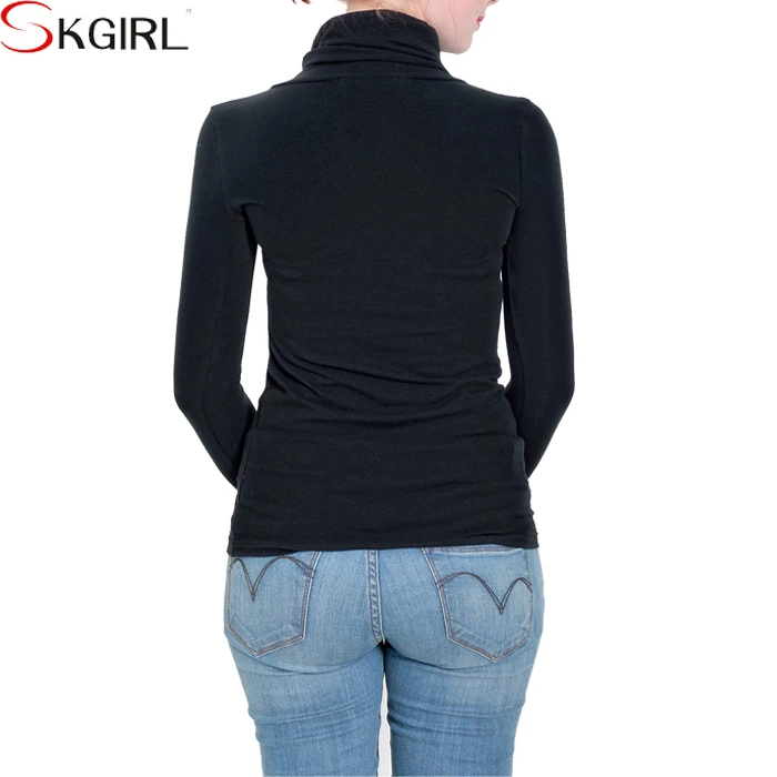 
Long sleeve cowl turtleneck jersey winter autumn plus size basic blouse tops for fat women 