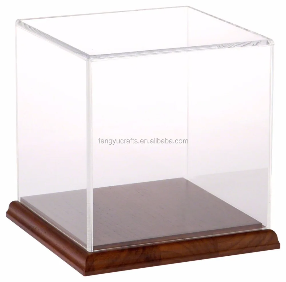 5% discount high quality clear ultra thick toy model car jewelry cosmetic display box, acrylic display case with wood base