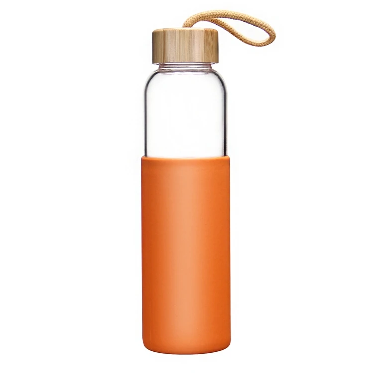 AIHPO06 Antique Fancy Colored Girl BPA Free 550ml Hot Drinking Glass Sports Water Bottle With Silicone Sleeve With Bamboo Lid