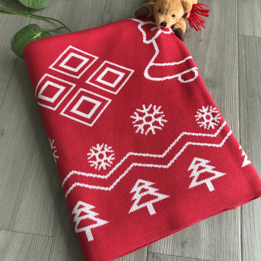 Christmas Knit Pattern Throw Blanket for Baby and Children