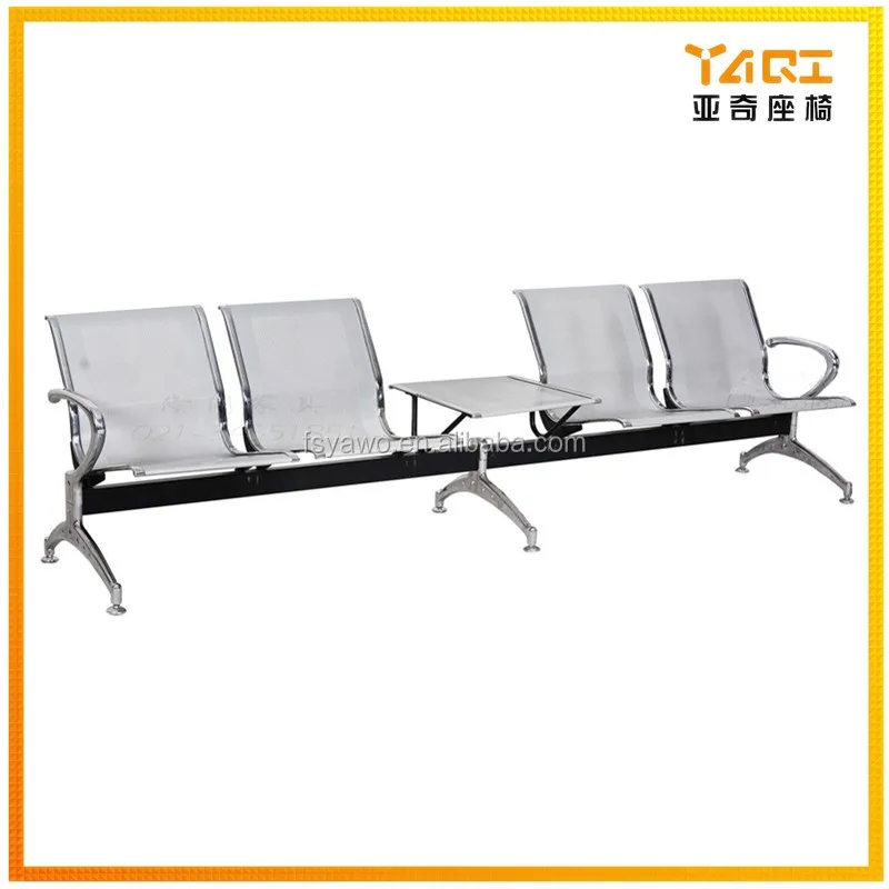 wholesale cheap modern silver color 4-seater middle table steel waiting room bench seating YA-26