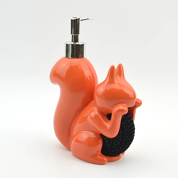 
Manufacturer Wholesale Ceramic Cute Animal Squirrel Shape Bath Soap Dispensers 