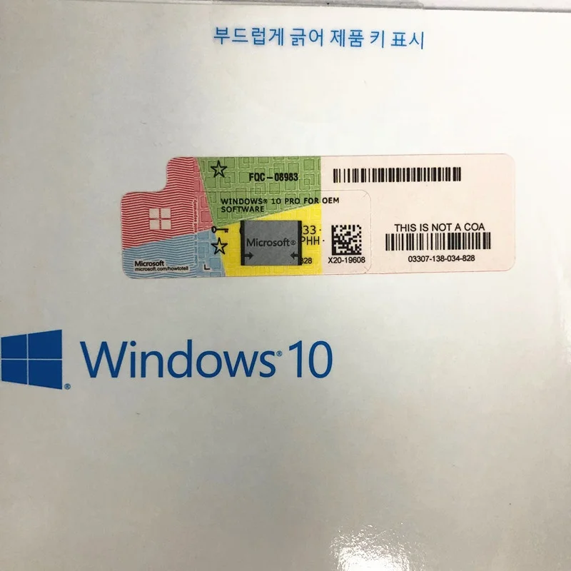 
Korean Orignal Microsoft windows 10 pro Software Oprating System Genuine OEM package Win 10 Professional FPP 