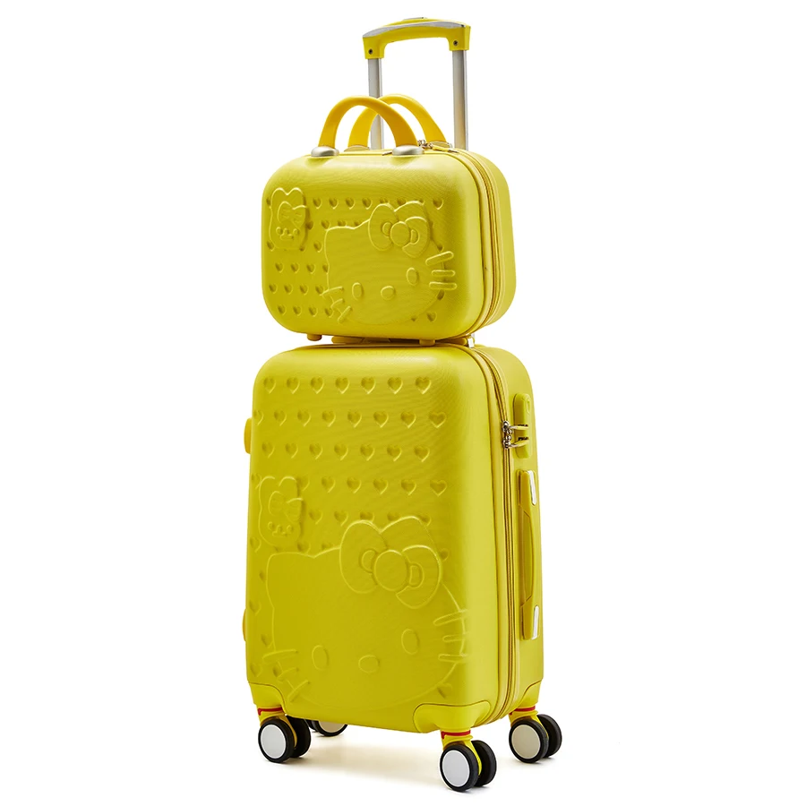 
Women Suitcase set ABS Cartoon Travel Box Rolling Trolley Hard case bag Hello Kitty Luggage bag 