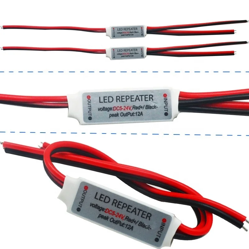 
1 channel 12A LED Amplificador Power Repeater DC 5V 12V 24V Mini Led Amplifier Controller for Single Color Led Strip Light 