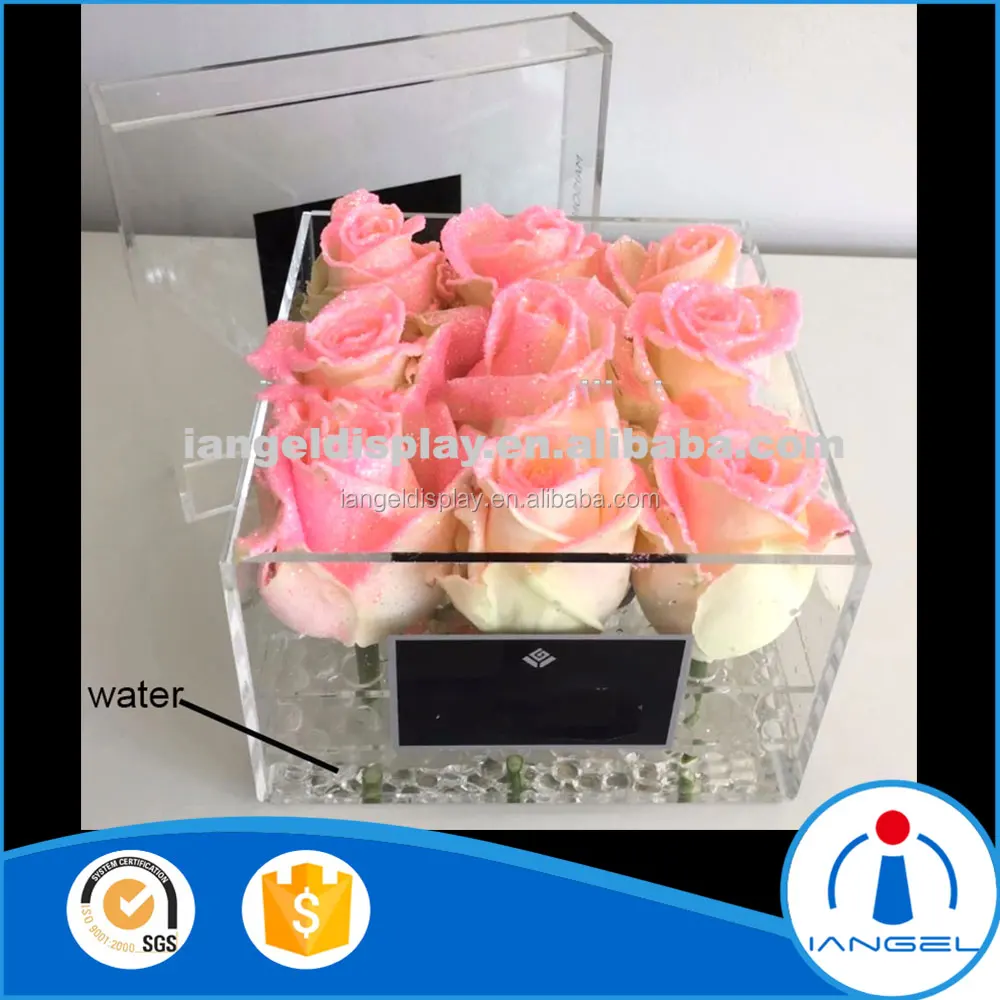 Iangel clear acrylic flower rose box packaging