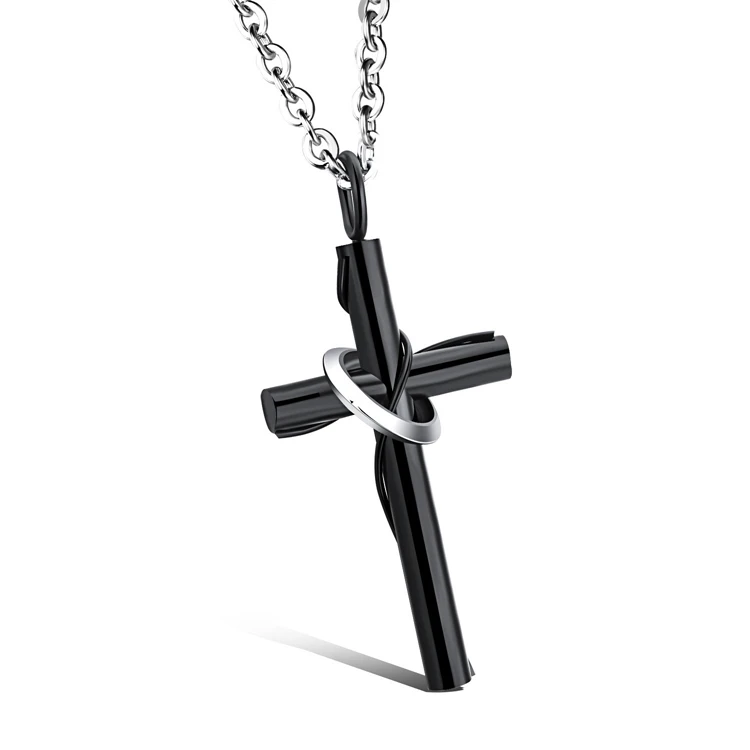 
Wholesale Gold Plated Rosary Stainless Steel Made Cross Pendant Necklaces 