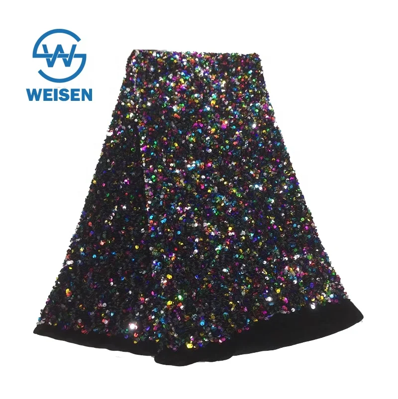 Wholesale And Special Embroidery Chiffon Copper Lace 5 Yard Velvet Sequin Fabric