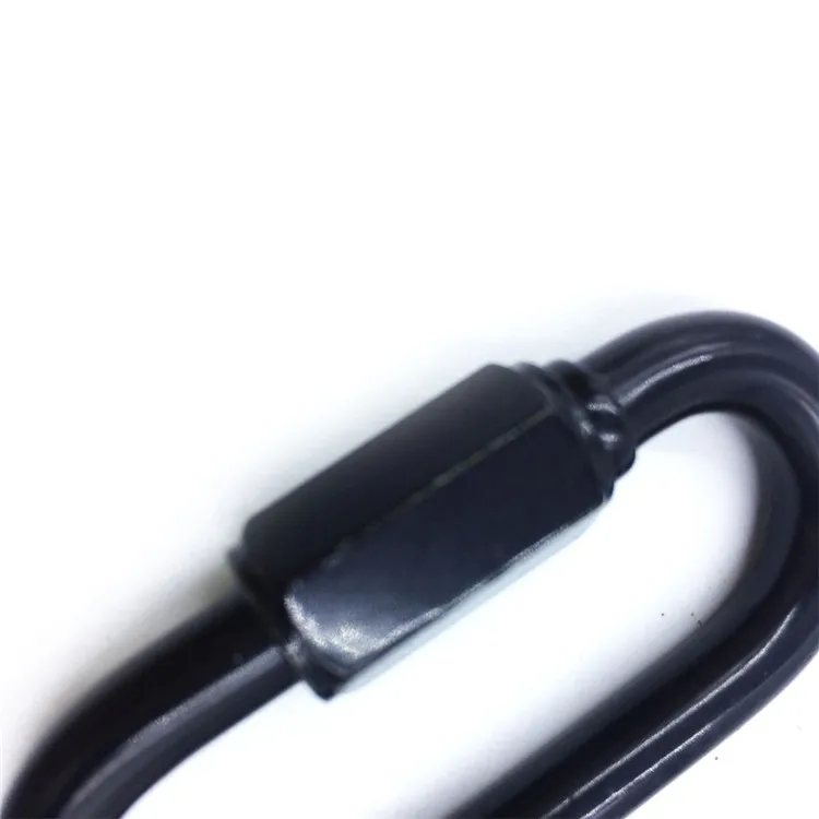 BT-QL1-1 Retail Industry 7mm Electrolytic Black Strongest Oval Carabiner Straight Snap Hook For Camping Quick Link