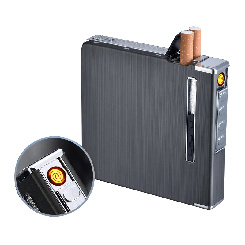 
2017 fashion automatic lighter stainless steel usb cigarette case with lighter for20 gift 019 wholesale,bling cigarette 