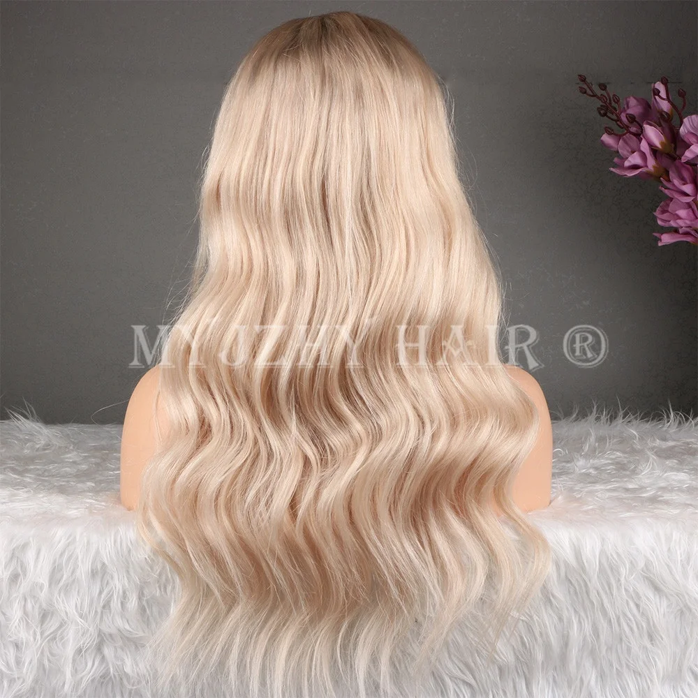 Shining Star Large Stock Natural Blonde Two Tone Ombre Gold Color Water Wave 100% European Virgin Hair Lace Front Human Wigs