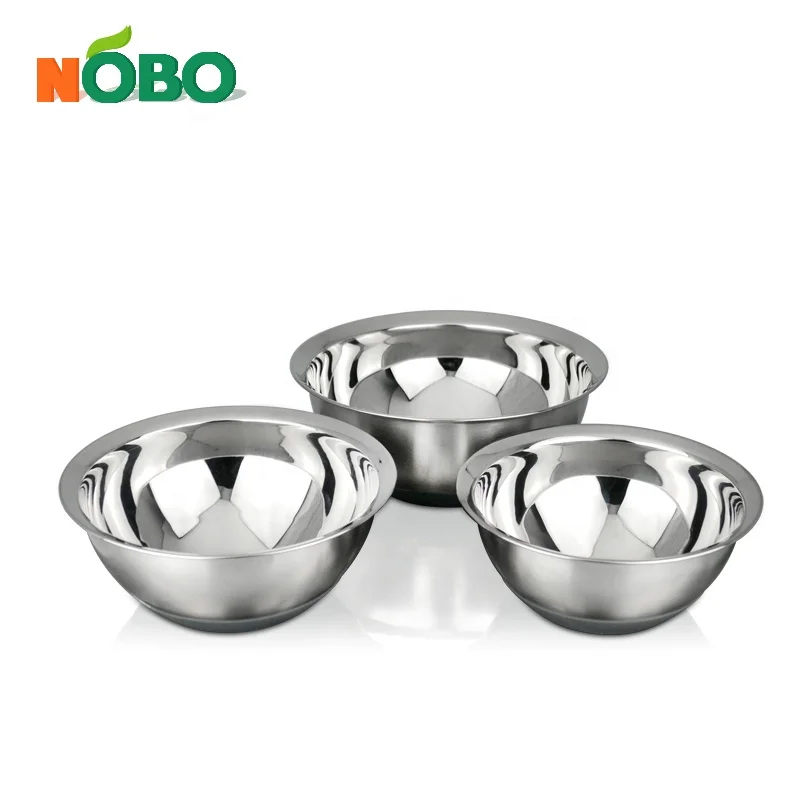Multi-purpose Cooking Food Preparation Baking Mixing Salad Customized Stainless Steel Bowl with Rubber Bottom