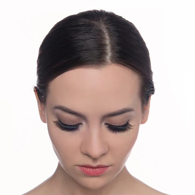 Custom packaging 100% real clear band tipped human hair strip false eyelash