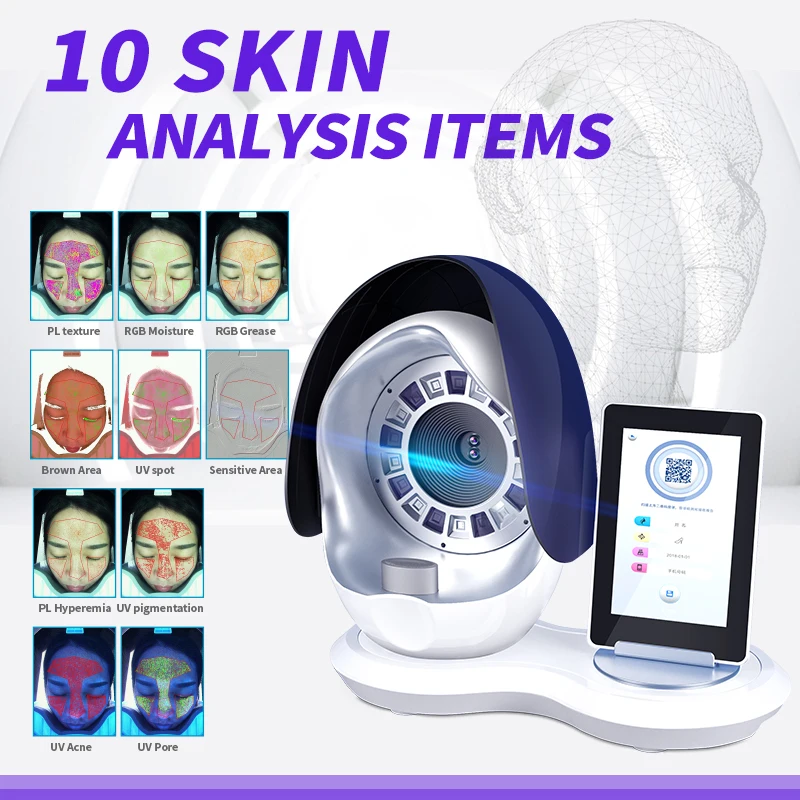 CE certificated 3D skin analyzer with tablet auto facial analysis system RGB+UV+PL test