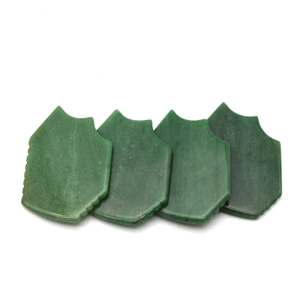 Jade Face Gua sha Green Aventurine Stone Facial Massage  Scraping  Guasha Board for Beauty