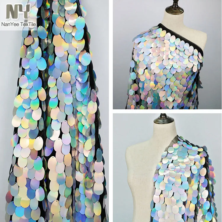Nanyee Textile Wholesale Various Of Sizes Colorful Sequins Embroidery Fabric