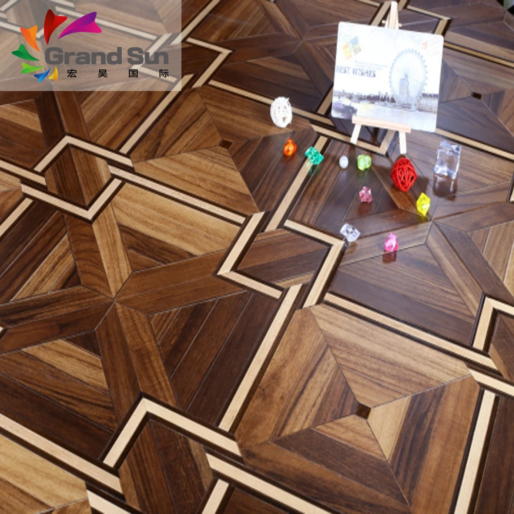 Euro Standard EN13329 class 32 hickory 2-strip parquet laminated wood flooring