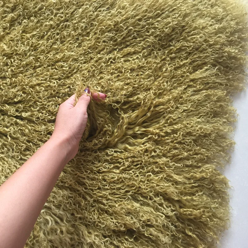 Real Pink colour Mongolian Lamb Fur Pelts Long Curly Hairs/Lamb Fur Skin