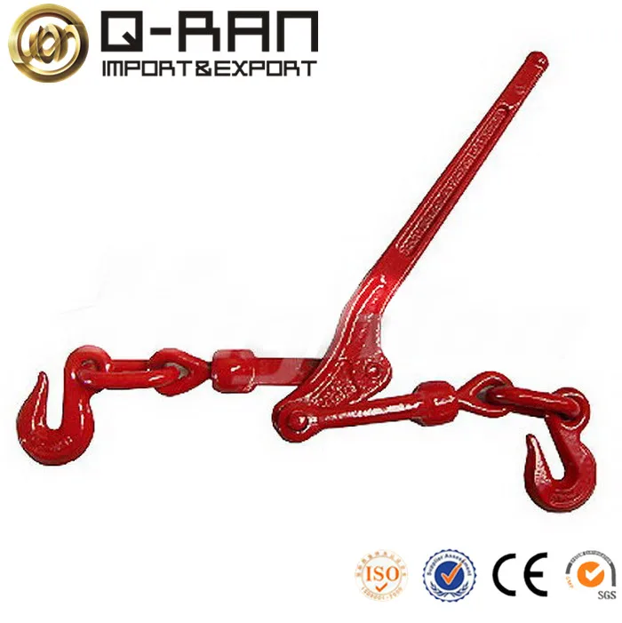 Red Painted Spring Ratchet Type Chain Load Binder with Hook