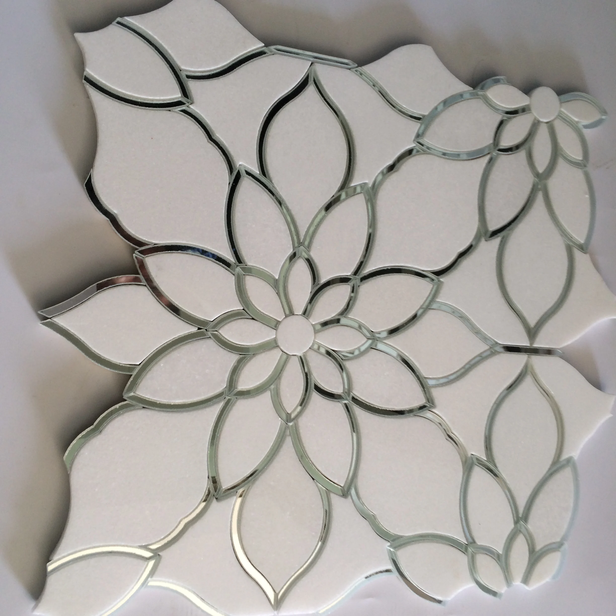 flower pattern mosaic tile,greek white marble waterjet mosaic