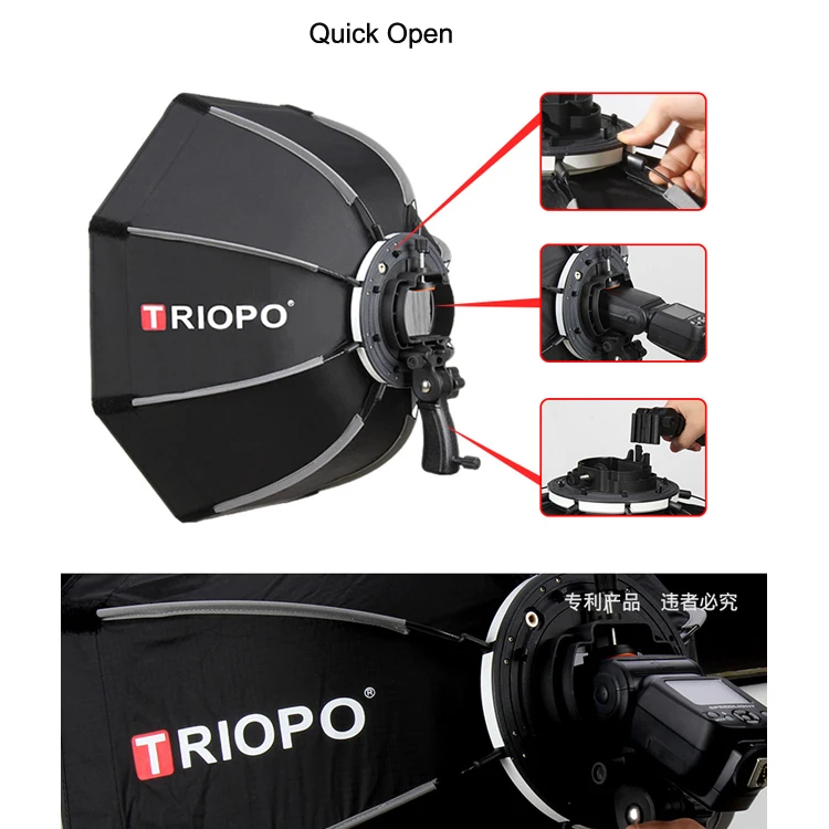 
TRIOPO KS-90 90CM Manufacture quick and easy fold speedlite softbox 