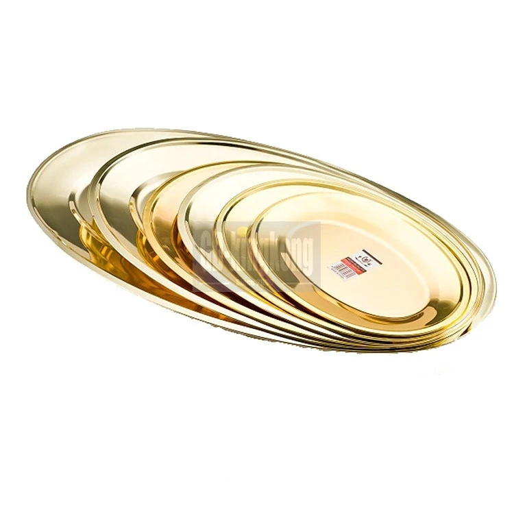GUANGDONG KINGKONG arabic style gold bronze copper Food serving dish stainless steel egg shape dish plate