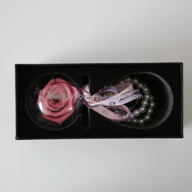 2018 New Product Key Chains Real Natural Preserved Roses In Glass Ball