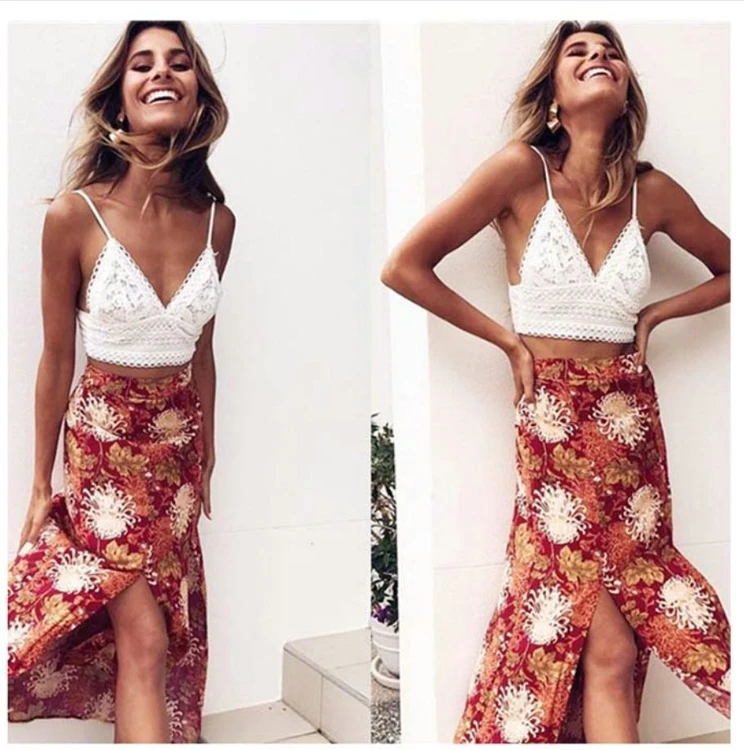 
KEYIDI deep V-neck halter sexy lace short tube top vest 