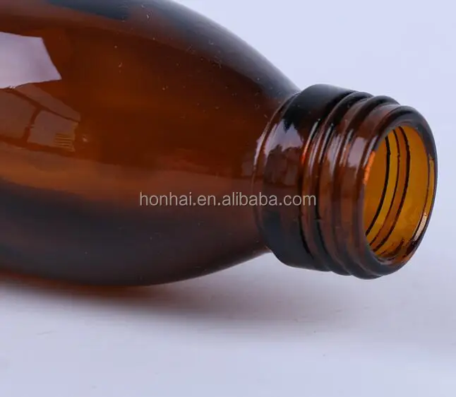 100ml amber glass syrup bottle with Screw finish pilfer proof aluminum cap