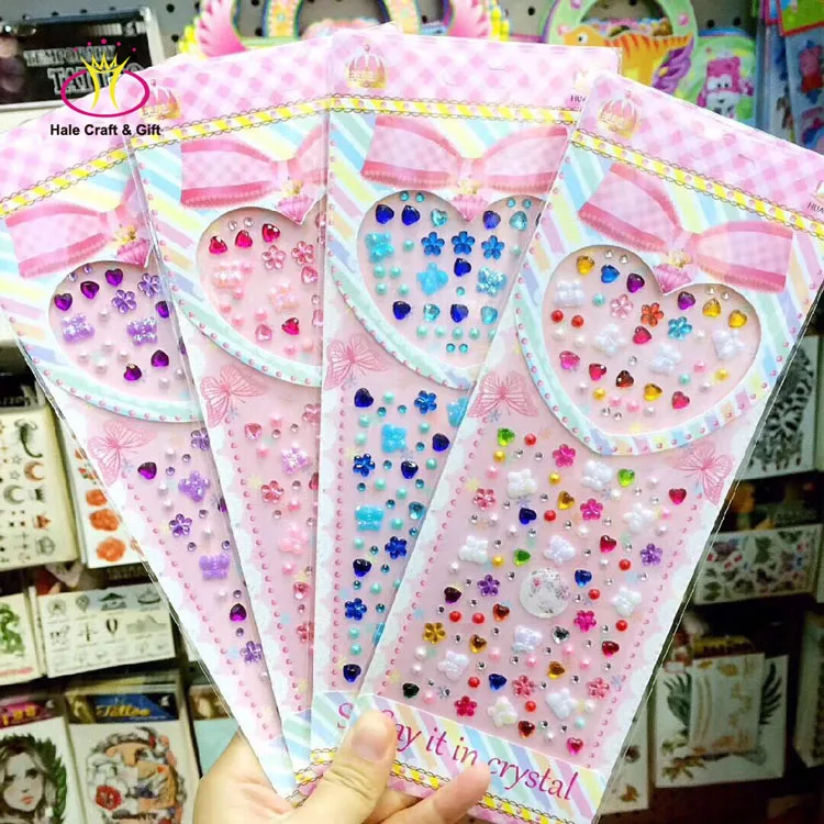 Wholesale Shiny 3D Acrylic Crystal Sheet Purple Rhinestone Gem Self Adhesive Sticker For Kids DIY