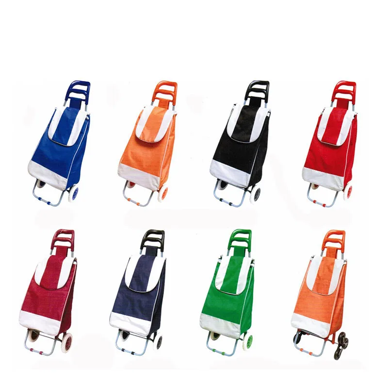 Online Sale Popular Folding Grocery Shopping Cart Folding Trolley Supermarket Wheels Shopping Bag