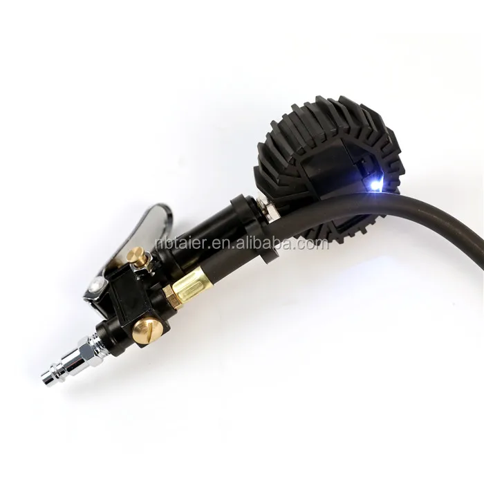 Strict Standard Chrome Plated Case Long Rubber Hose Tire Inflator Gauge