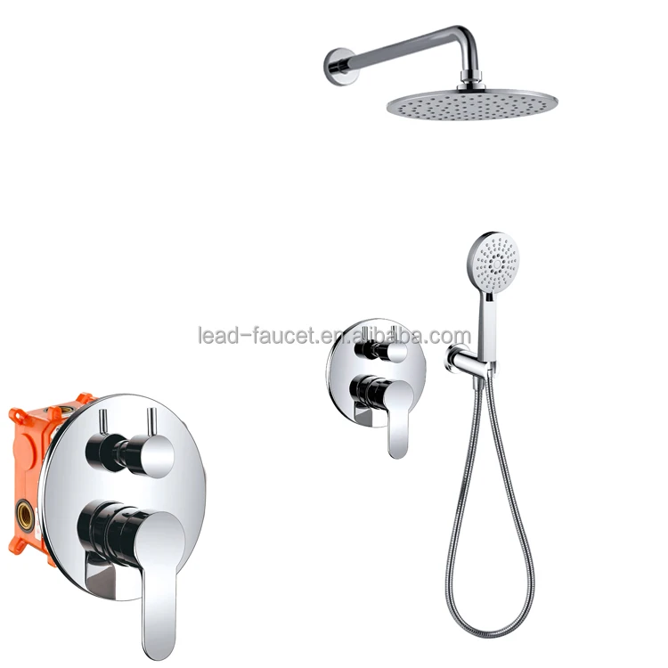 Concealed Shower Set 8 Inch Ultra-Thin Rainfall Circular Shower Head,Bath Tap