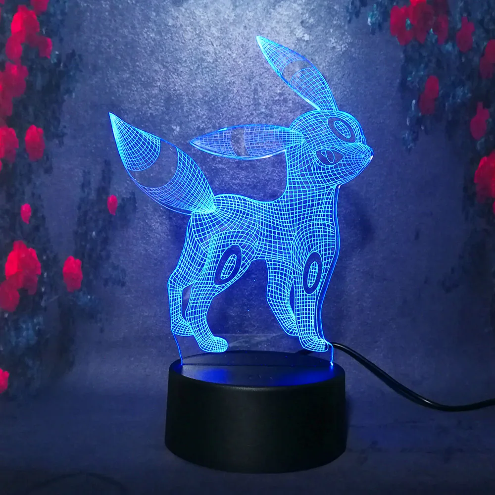 Lovely pokemon pikachu 7 color change Touch base bedside night light 3D USB baby sleep lighting lamp Birthday Xmas kid best gift