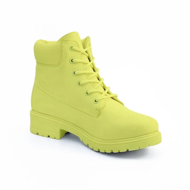 Outdoor Leather Hiking Shoes Ankle Pure Yellow Winter Leisure Casual Boots